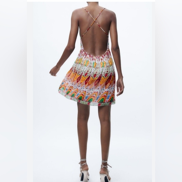 NWT ZARA Embroidered Multi-Colored Dress - Picture 2 of 2